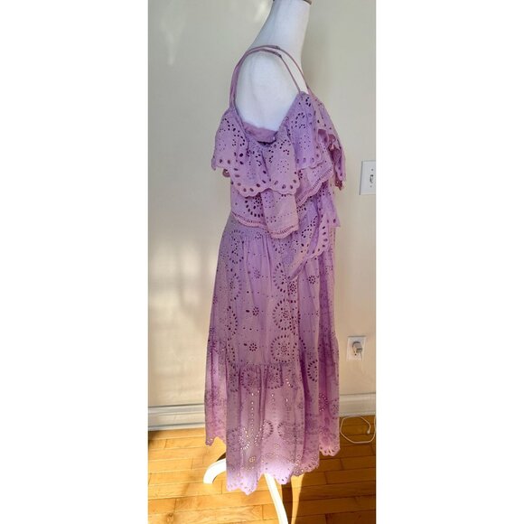 NWT Fate Lavende Eyelet Lace Ruffle  Dress Adjustable Straps Medium 100% Cotton - Picture 3 of 10